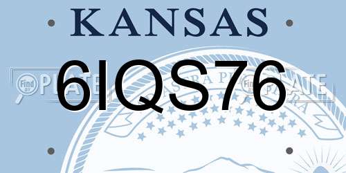 6IQS76 Kansas License Plate
