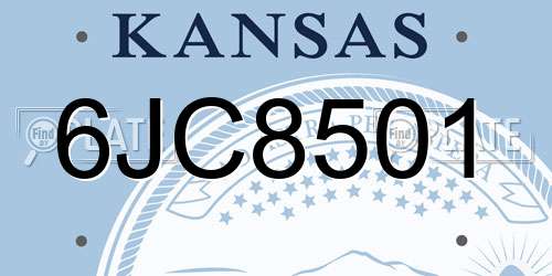 6JC8501 Kansas License Plate