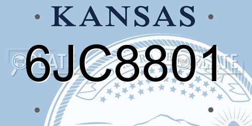 6JC8801 Kansas License Plate