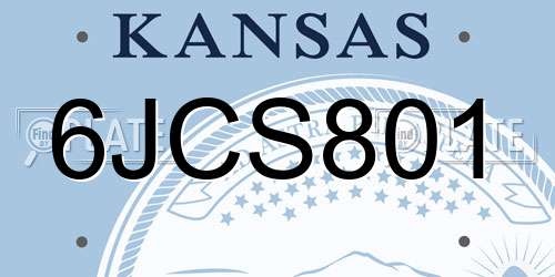 6JCS801 Kansas License Plate