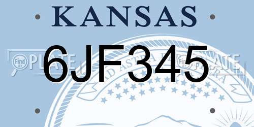 6JF345 Kansas License Plate