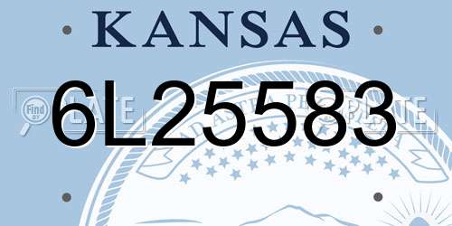 6L25583 Kansas License Plate