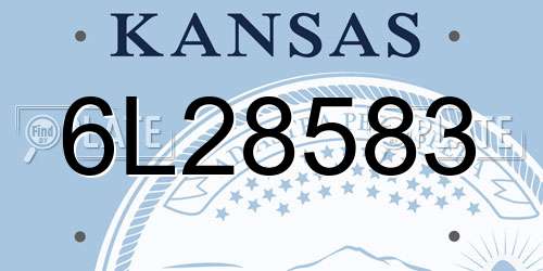 6L28583 Kansas License Plate