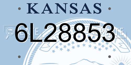 6L28853 Kansas License Plate