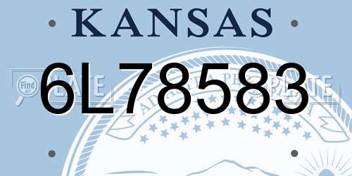 6L78583 Kansas License Plate