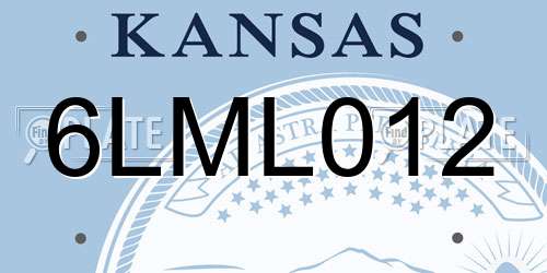 6LML012 Kansas License Plate