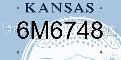 6M6748 Kansas License Plate