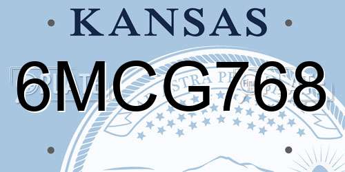 6MCG768 Kansas License Plate