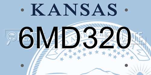 6MD320 Kansas License Plate
