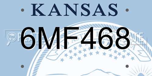6MF468 Kansas License Plate