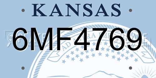 6MF4769 Kansas License Plate