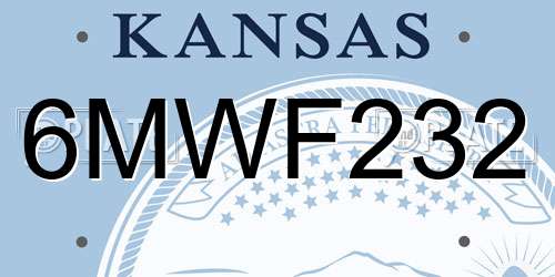 6MWF232 Kansas License Plate