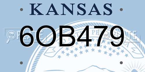 6OB479 Kansas License Plate