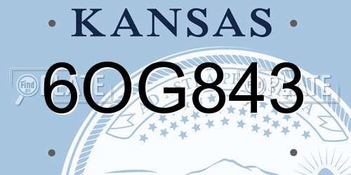 6OG843 Kansas License Plate