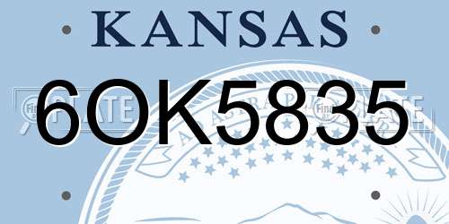 6OK5835 Kansas License Plate