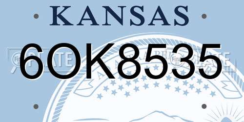 6OK8535 Kansas License Plate