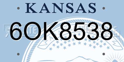 6OK8538 Kansas License Plate