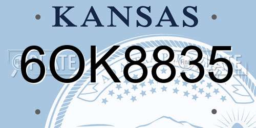 6OK8835 Kansas License Plate