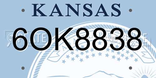 6OK8838 Kansas License Plate