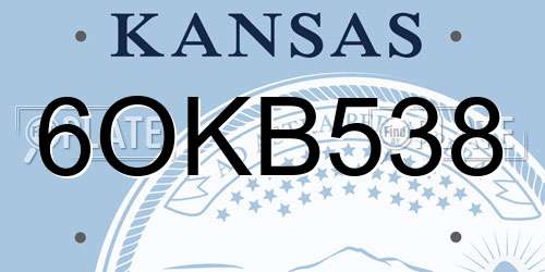 6OKB538 Kansas License Plate