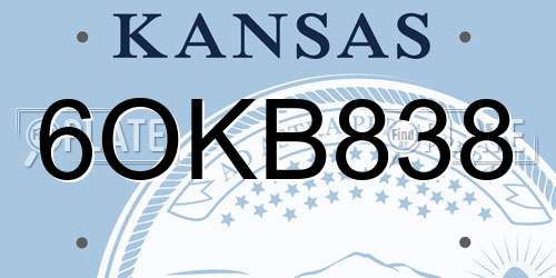 6OKB838 Kansas License Plate