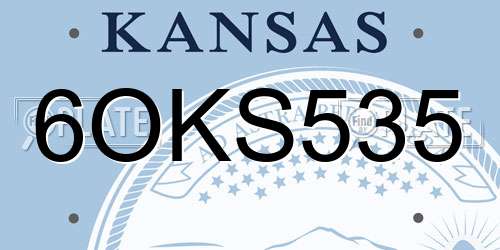 6OKS535 Kansas License Plate