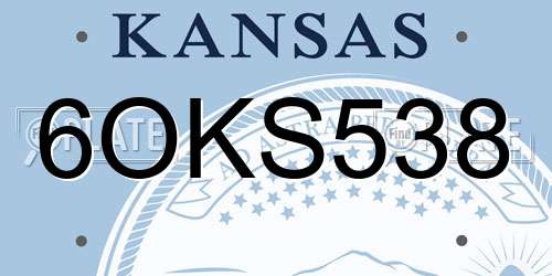 6OKS538 Kansas License Plate