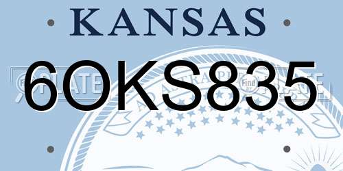 6OKS835 Kansas License Plate