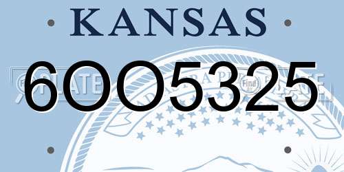 6OO5325 Kansas License Plate