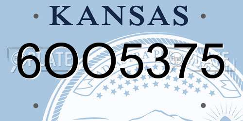 6OO5375 Kansas License Plate
