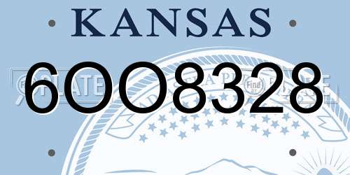 6OO8328 Kansas License Plate