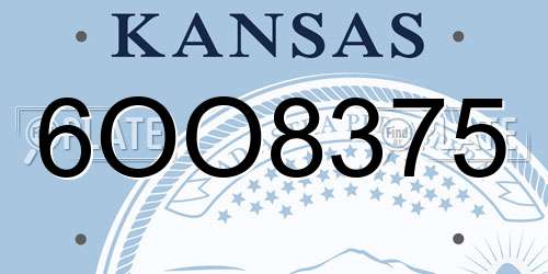 6OO8375 Kansas License Plate