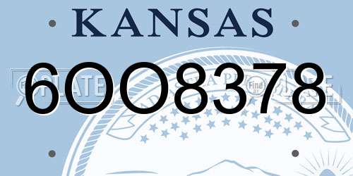 6OO8378 Kansas License Plate