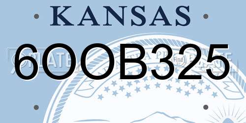 6OOB325 Kansas License Plate