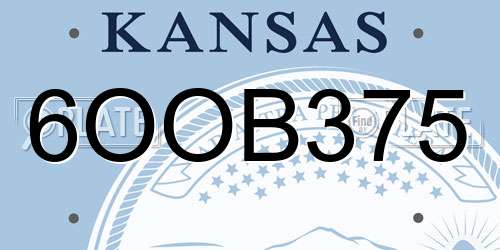6OOB375 Kansas License Plate