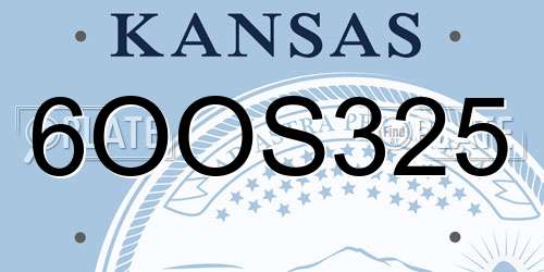 6OOS325 Kansas License Plate