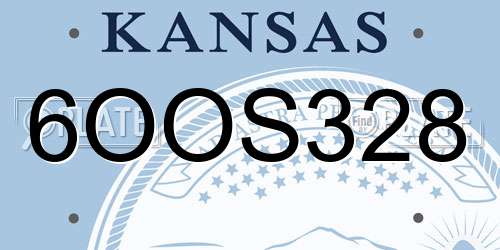 6OOS328 Kansas License Plate