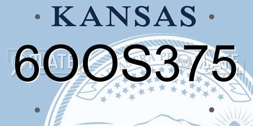 6OOS375 Kansas License Plate