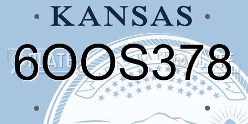 6OOS378 Kansas License Plate