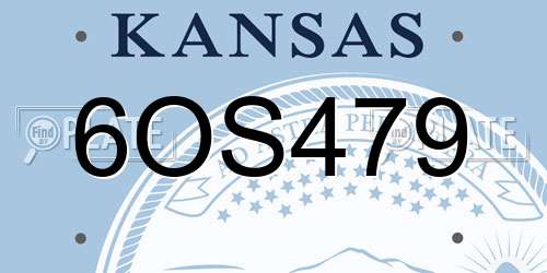6OS479 Kansas License Plate