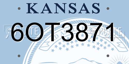 6OT3871 Kansas License Plate