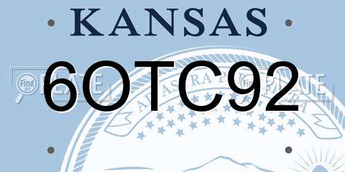 6OTC92 Kansas License Plate