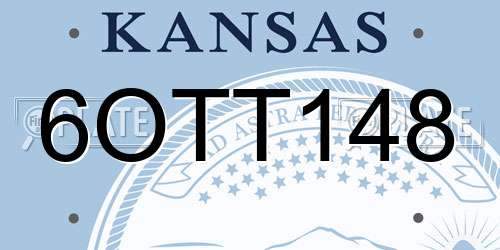 6OTT148 Kansas License Plate