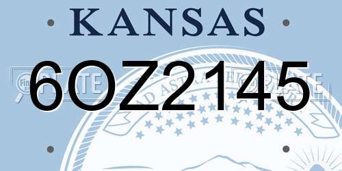 6OZ2145 Kansas License Plate