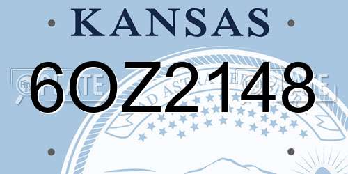 6OZ2148 Kansas License Plate
