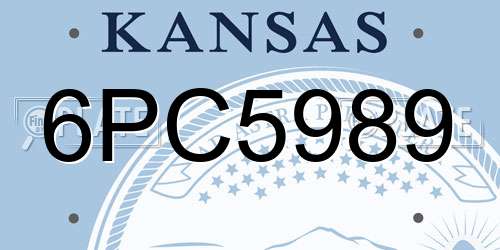 6PC5989 Kansas License Plate