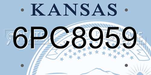 6PC8959 Kansas License Plate