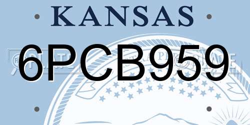 6PCB959 Kansas License Plate