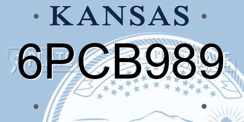 6PCB989 Kansas License Plate
