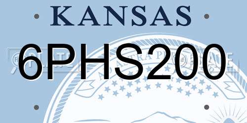 6PHS200 Kansas License Plate